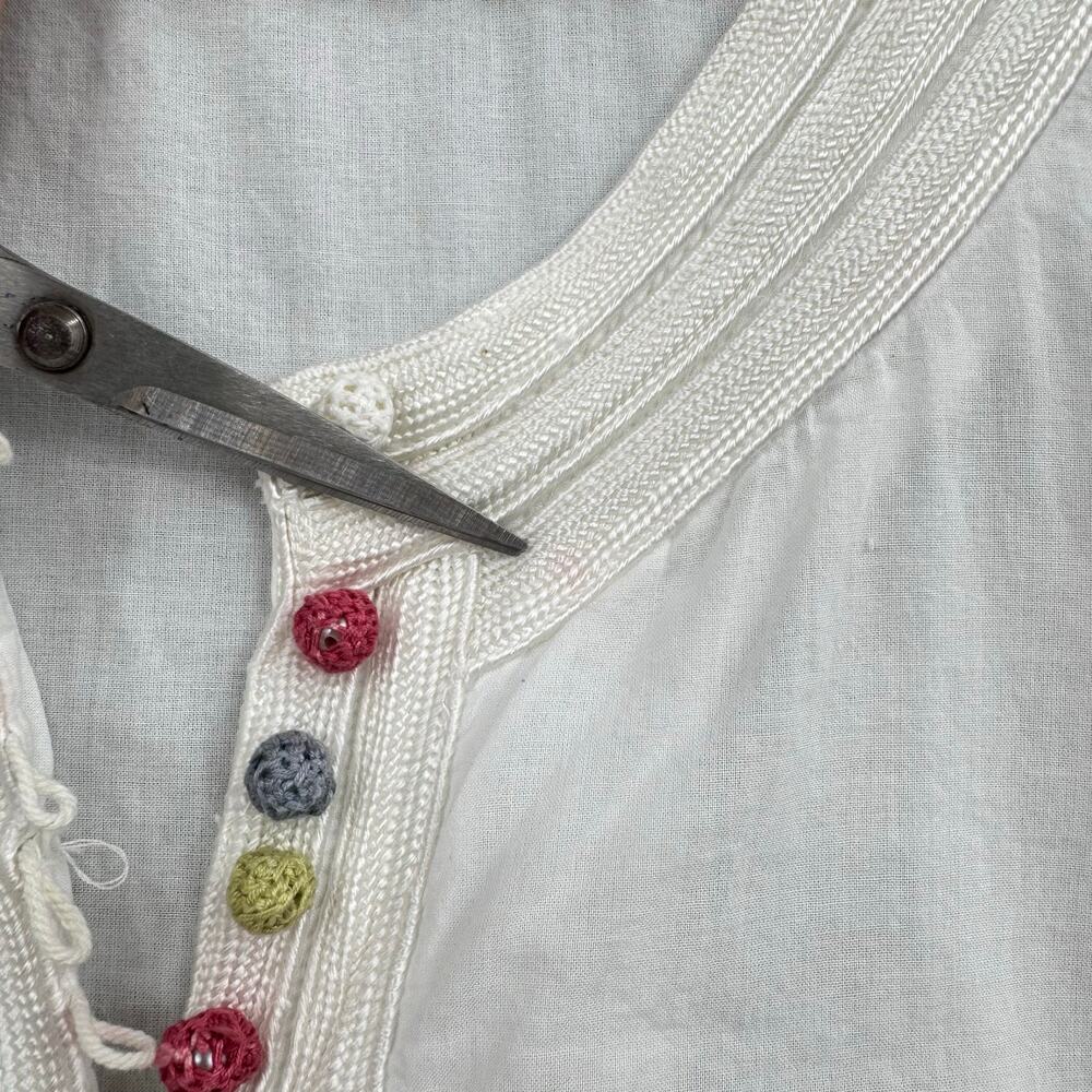 Roberta Roller Rabbit White & Multi Colored Button Loop 3/4 Sleeve Tunic - Picture 11 of 14
